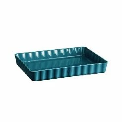 Emile Henry Mediterranean Blue Deep Rectangular Tart Dish 34cm X 24cm