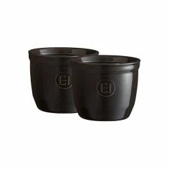 Emile Henry Charcoal No.8 Ramekin Set Of 2