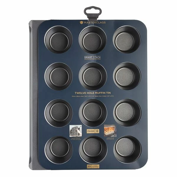 MasterClass Smart Stack Non-Stick Twelve Hole Muffin Tin MasterClass Smart Stack Non-Stick Twelve Hole Muffin Tin -Tiffany & Co. Shop MCVSB02 MasterClass VSB Muffin Tray Non Stick 3