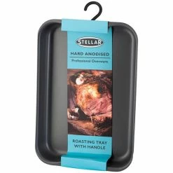 Stellar Hard Anodised 32 X 22cm Roasting Tray With Handle -Tiffany & Co. Shop SHA80 Stellar Hard Anodised 32X22cm Roasting Tray Handle 2